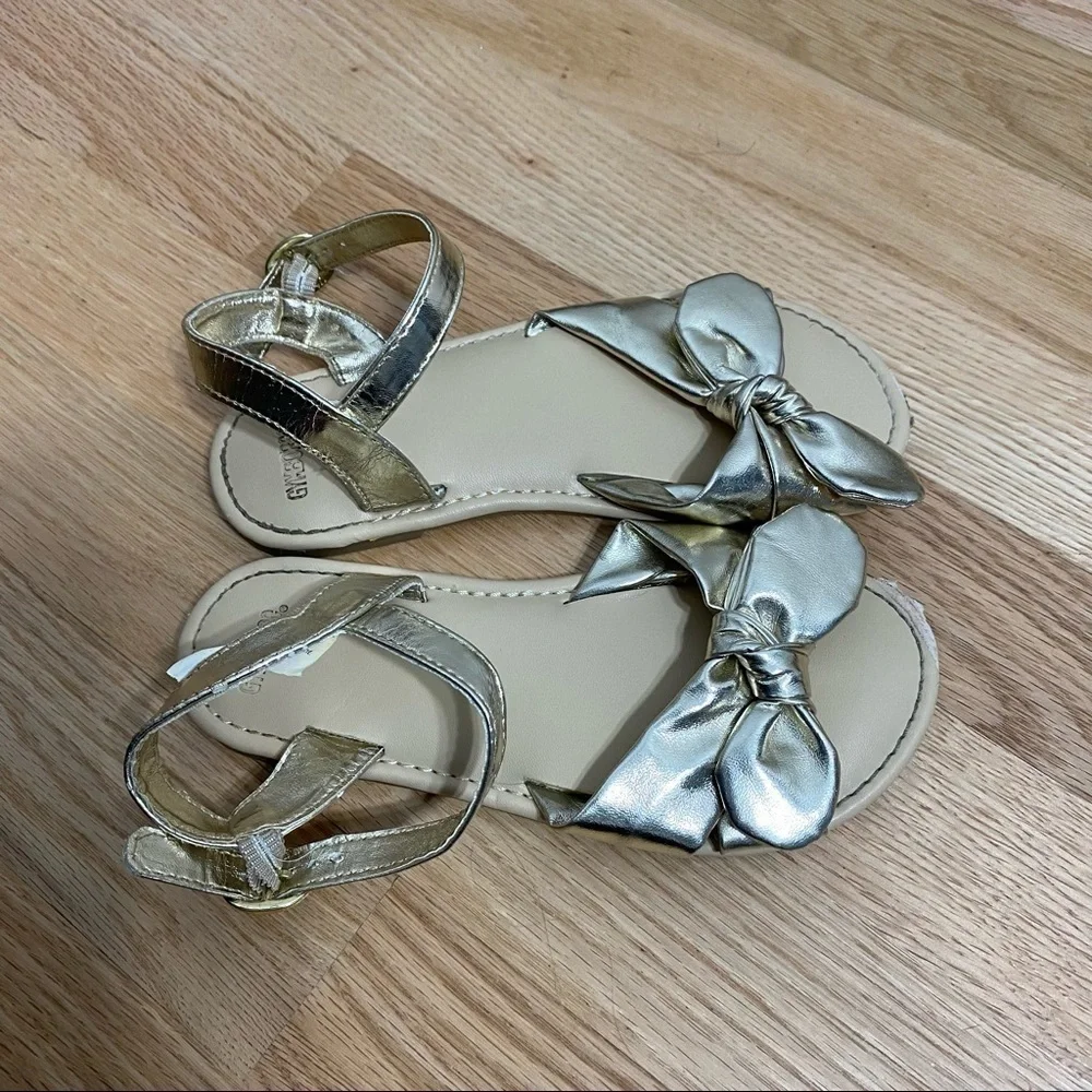 Gymboree Gold Knot Bow Sandals Sz 12 Girls Toddler